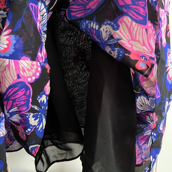 BNWT INC Urban Chic Sequin Twin Butterfly Purple Pink cold shoulder blouse (XL) - Picture 7 of 9